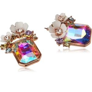 Flower Cluster Stone Drop Earrings